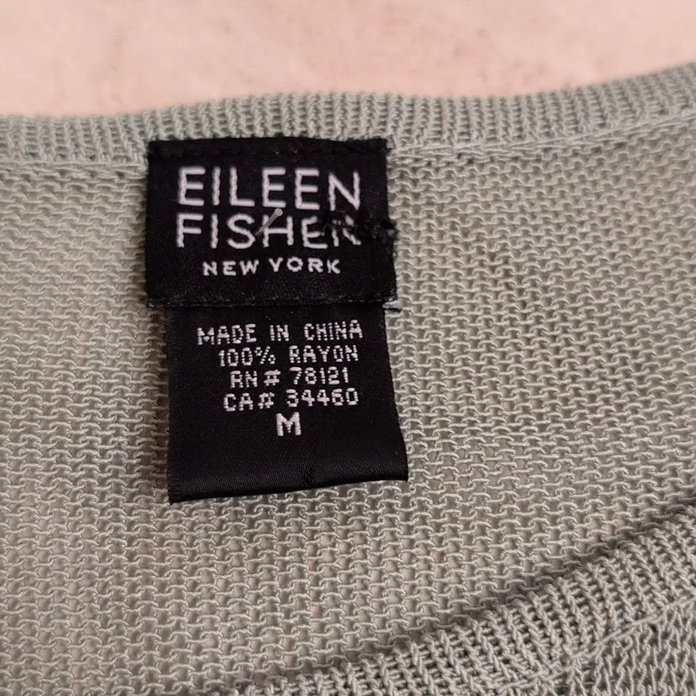 Eileen Fisher Italian Yarn Mesh Knit Top Seafoam Green Size M